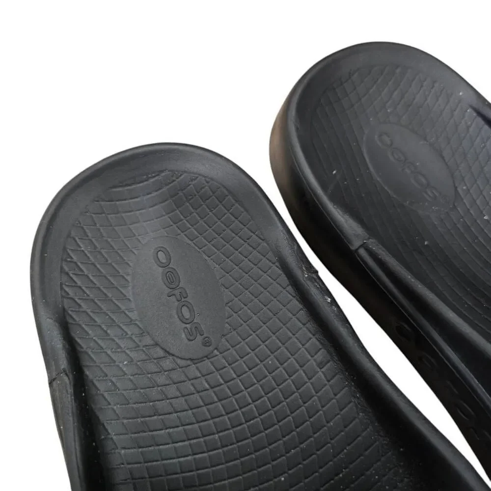 Oofos OOahh Recovery Slide Sandals Men's 12 Black Lightweight Slip On Open‎ Toe